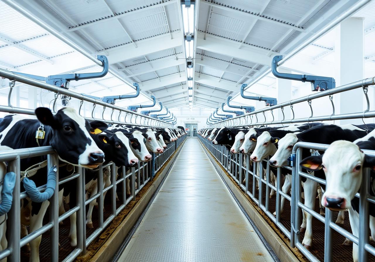 Modern dairy barn